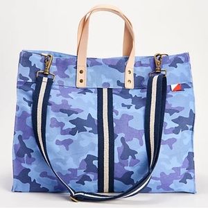 Shorebags Large Box Tote Canvas Overnight Travel Bag in Blue Venture NWT